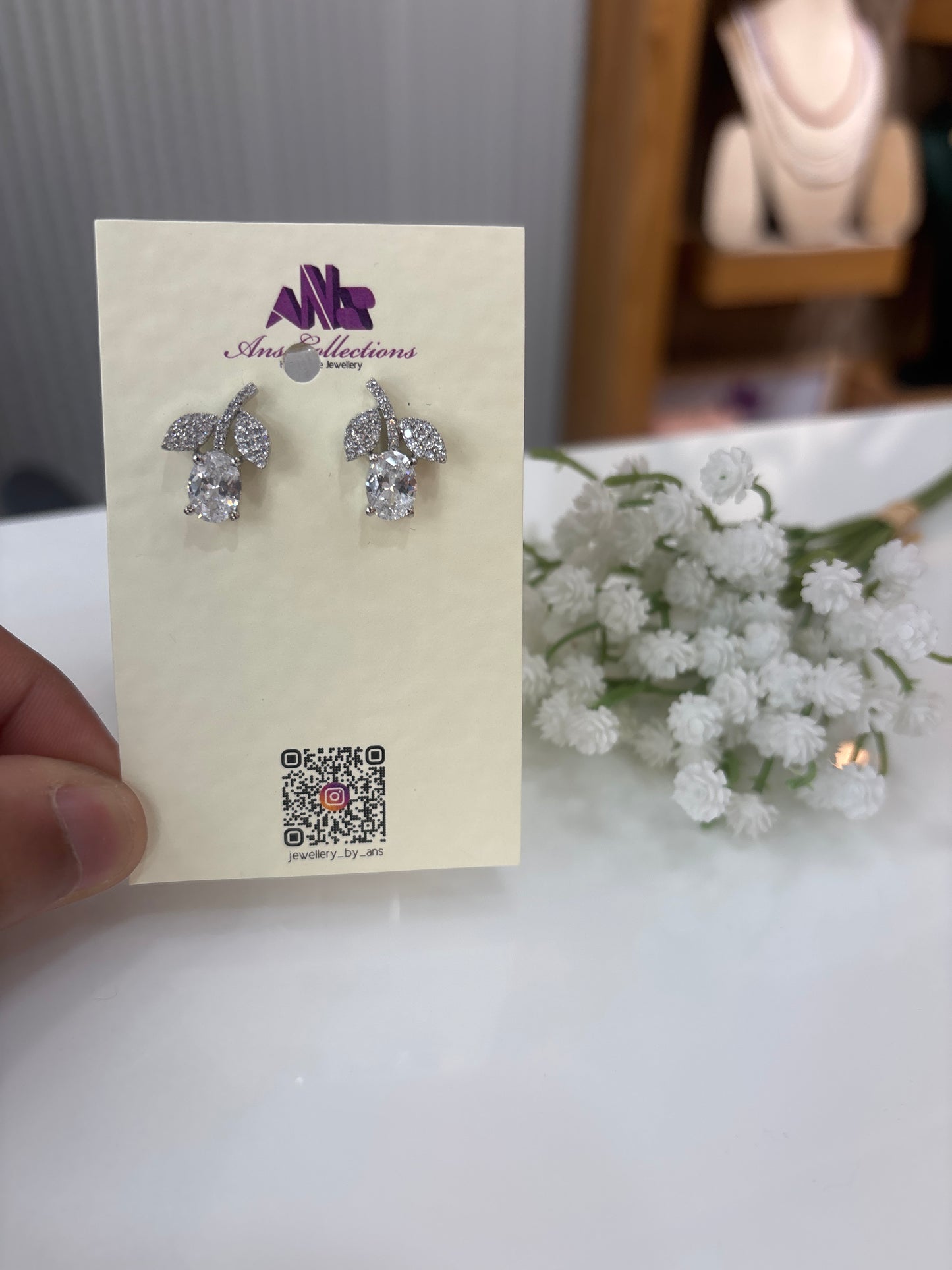Rhodium plated stud
