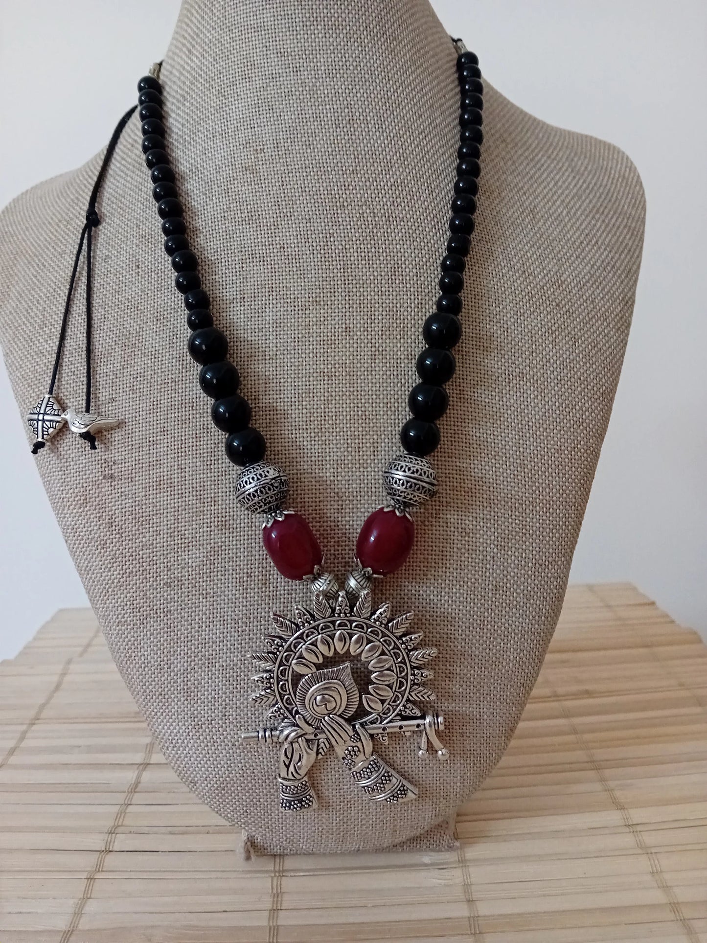 Black glass beaded chain