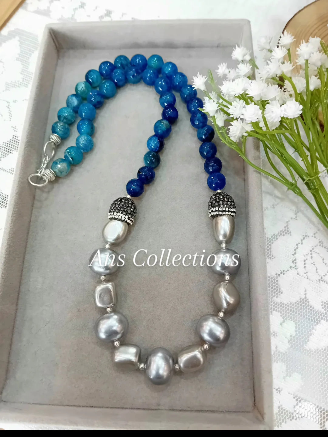 Onyx with shell pearl neckpiece