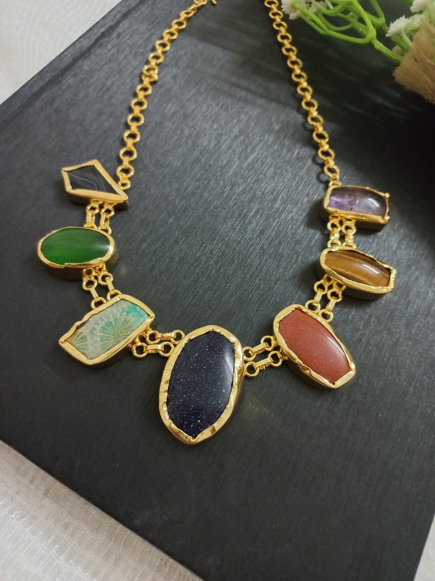 Uncut stone neckpiece