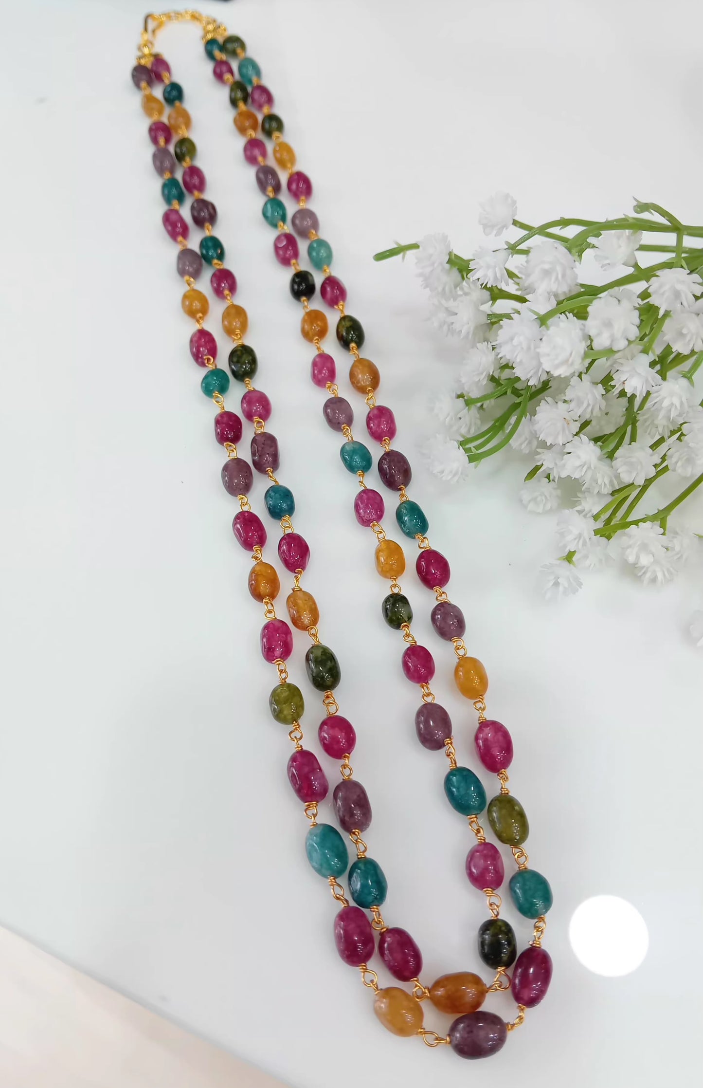 Multi colour quartz beaded neckpiece