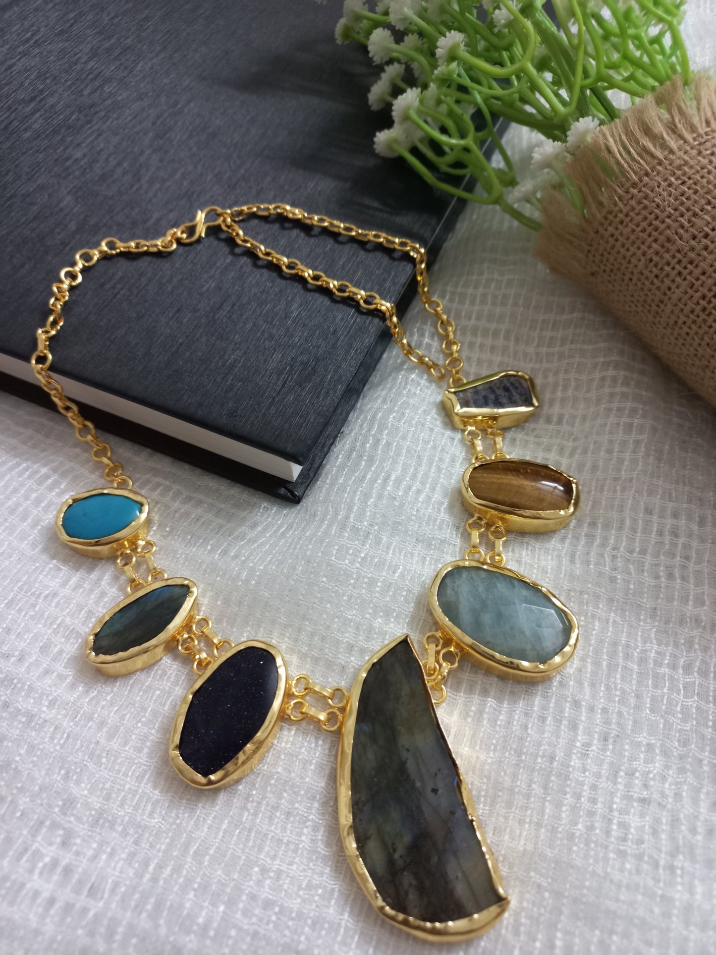 Uncut stone neckpiece