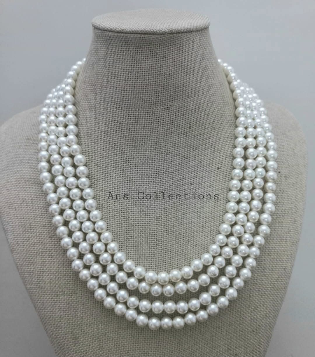 Multilayer shell pearl necklace