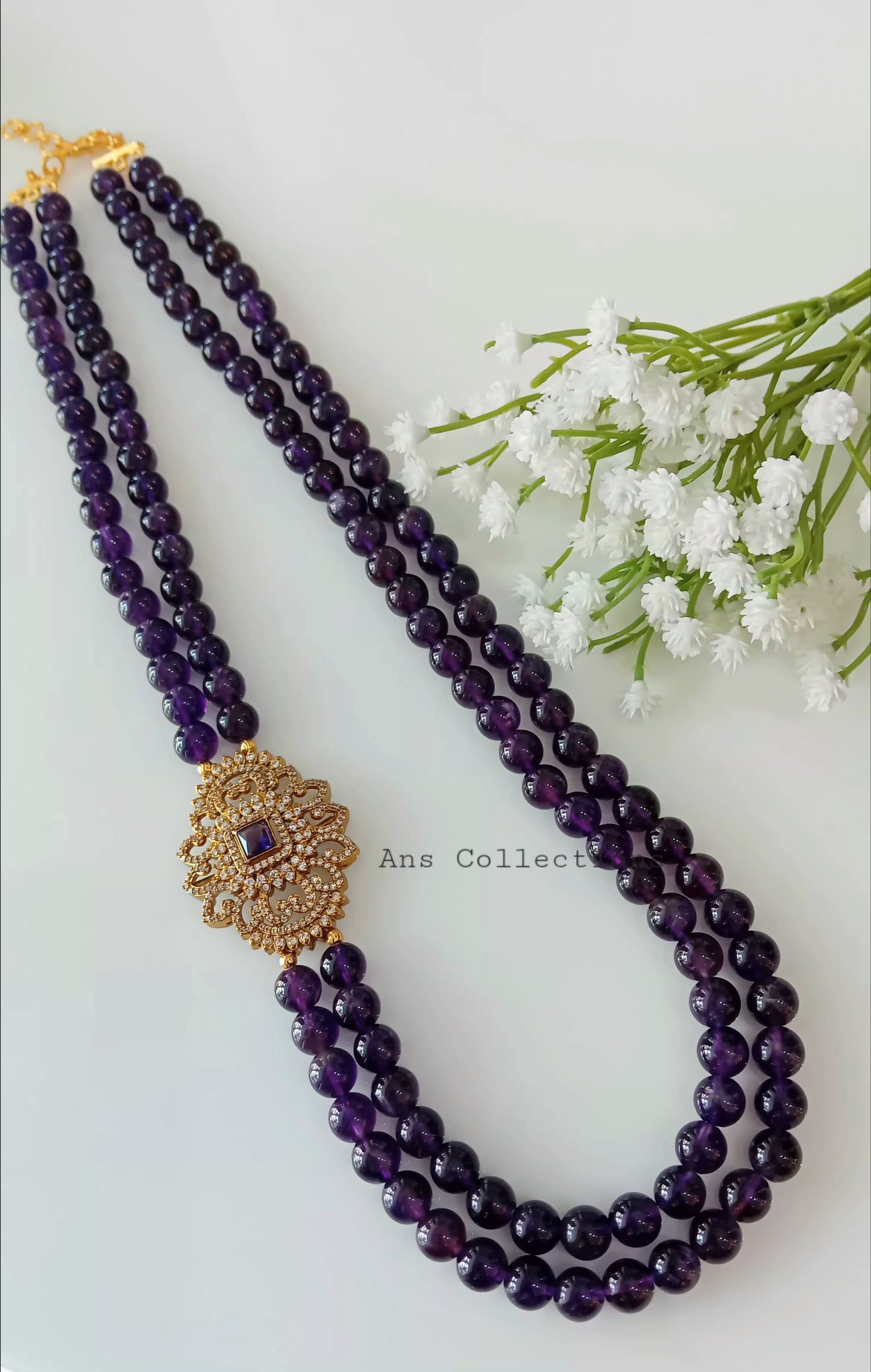 Amethyst stone beaded neckpiece