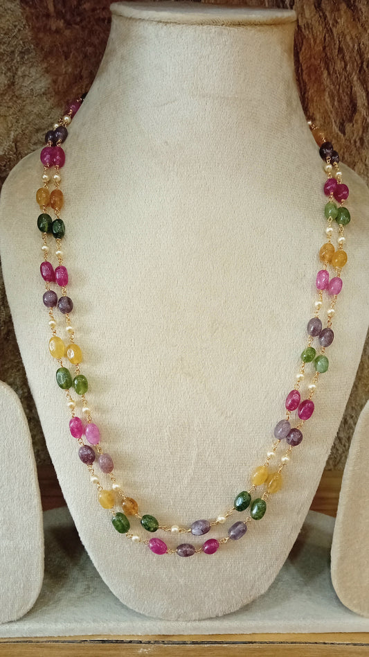 Multi colour quartz beaded neckpiece