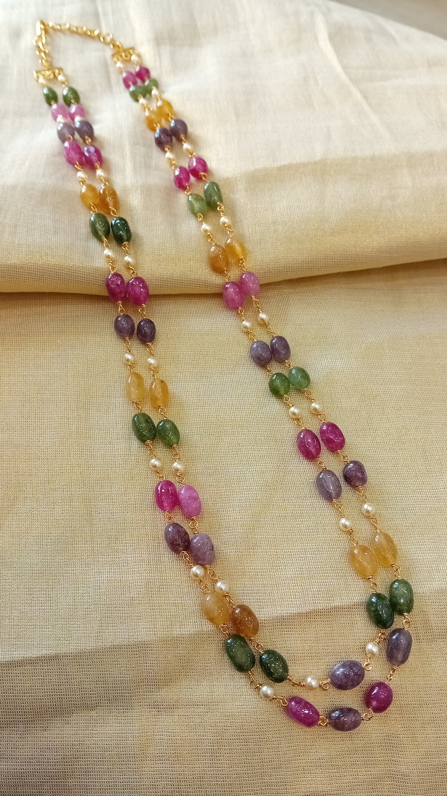 Multi colour quartz beaded neckpiece