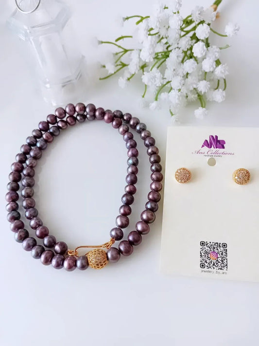 Freshwater pearl natural metallic purple shade