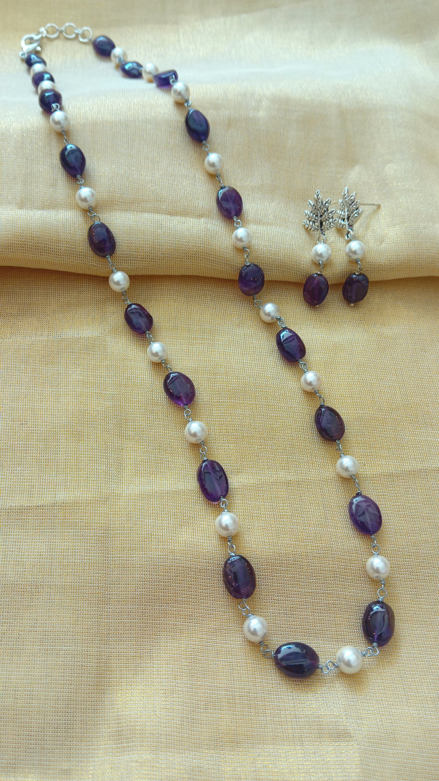Amethyst stone beaded neckpiece