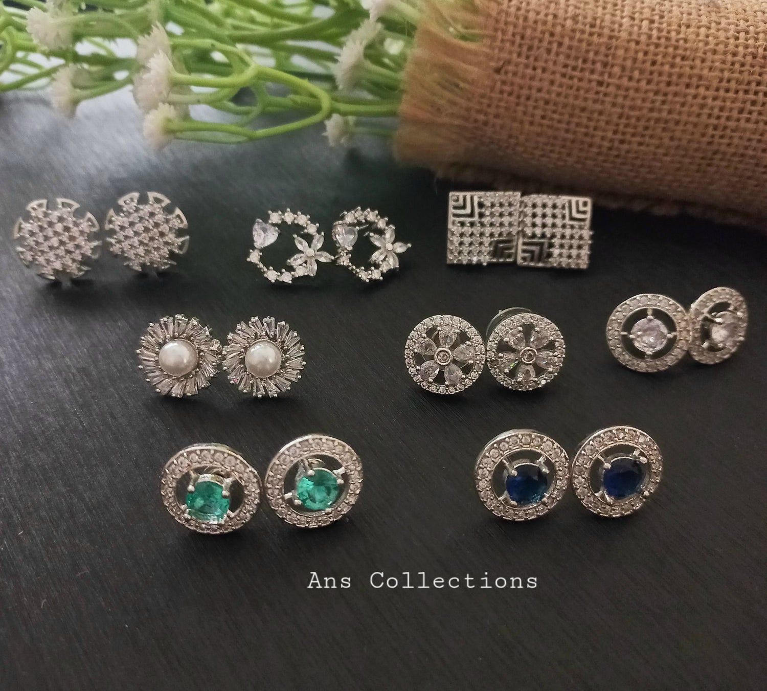 Rhodium plated earrings