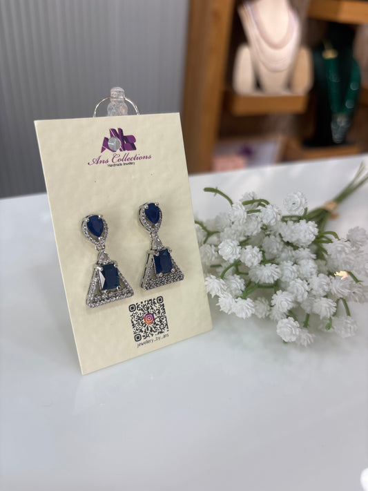 Rhodium plated hanging earring