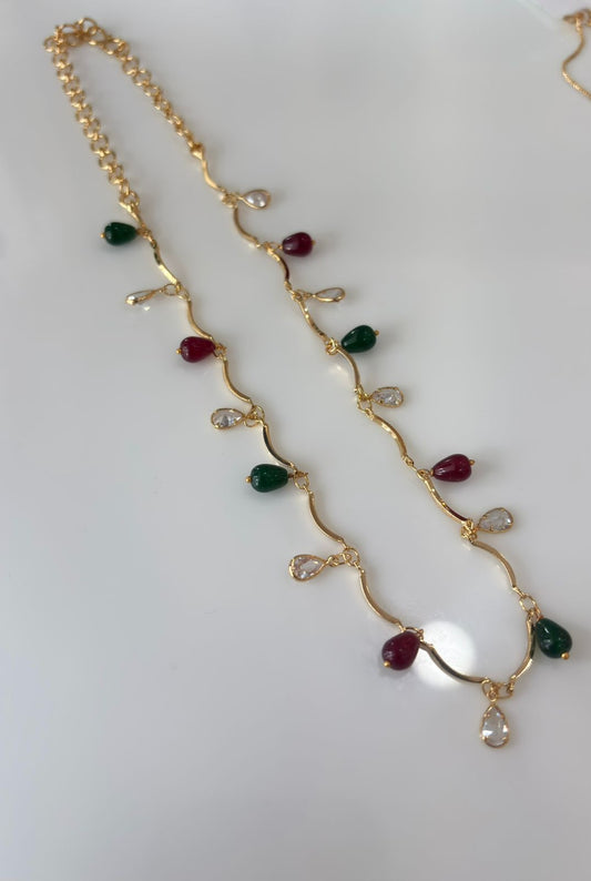 Gold plated multi colour chain