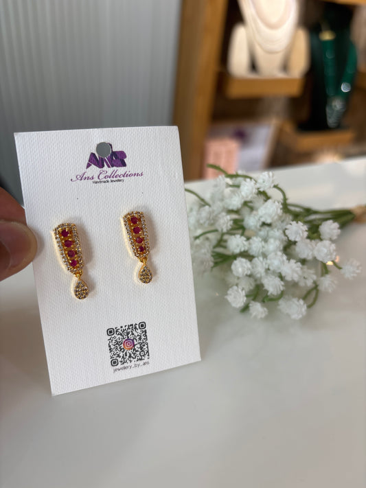 Ruby& white ad stone gold plated