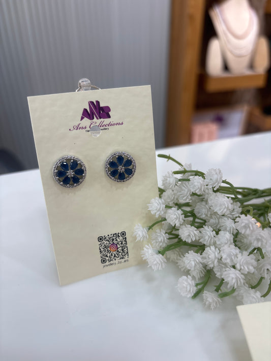Rhodium plated stud ad stone