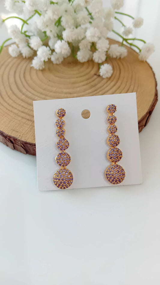 Ad rstone long drop gold plated earring