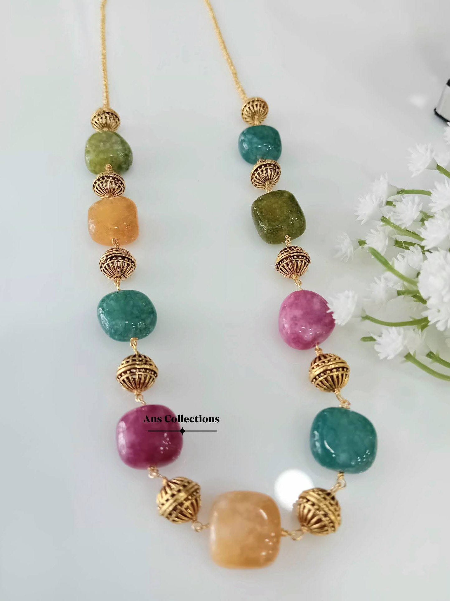 Natural stone beads with nakshi balls