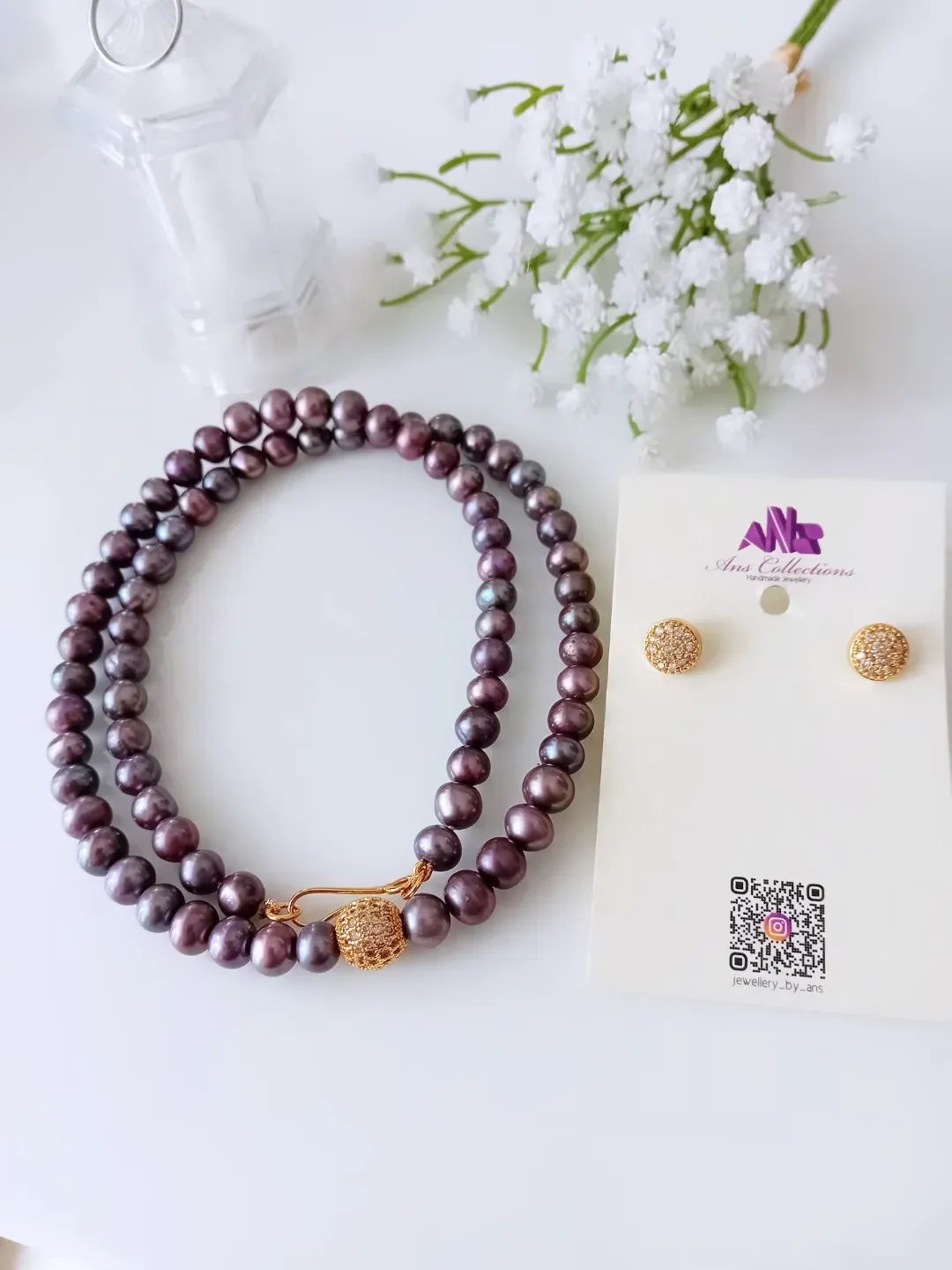 Freshwater pearl natural metallic purple shade