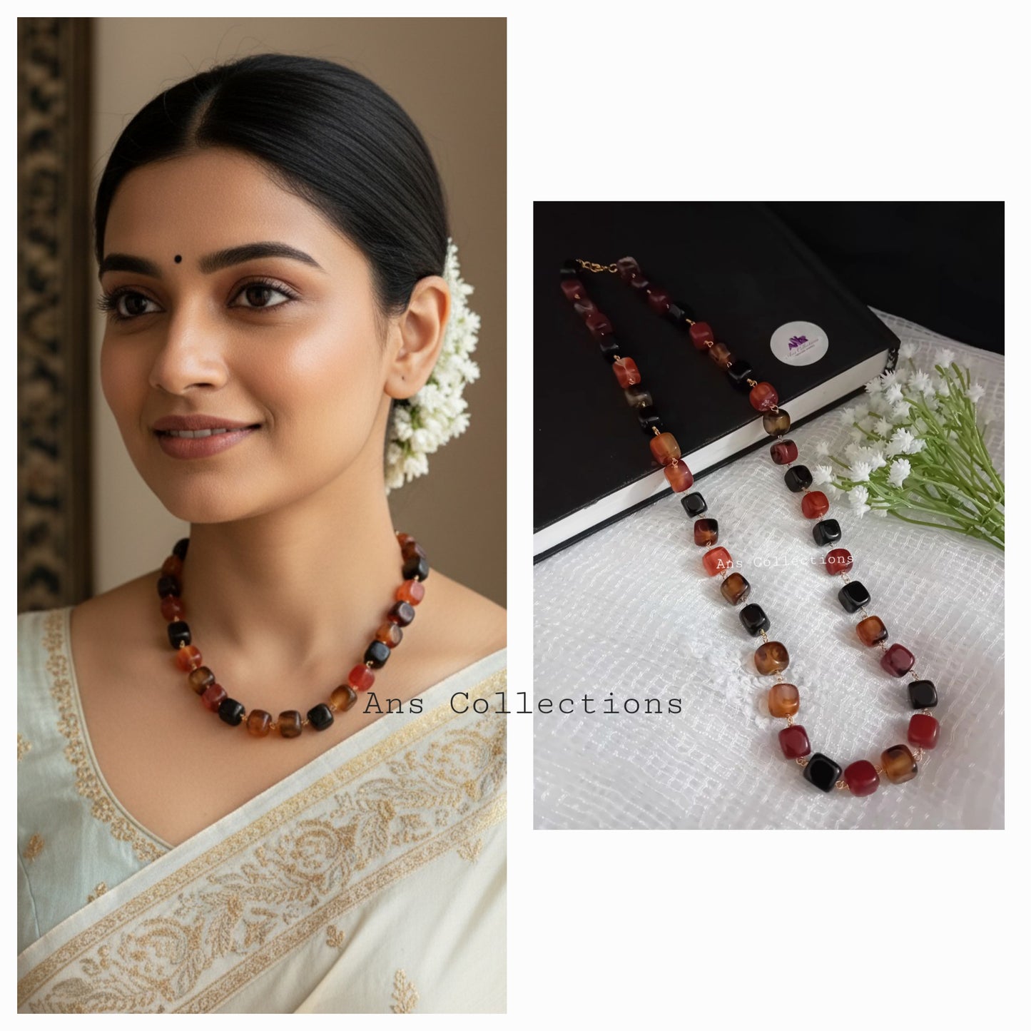 Box type natural stone neckpiece -NS21