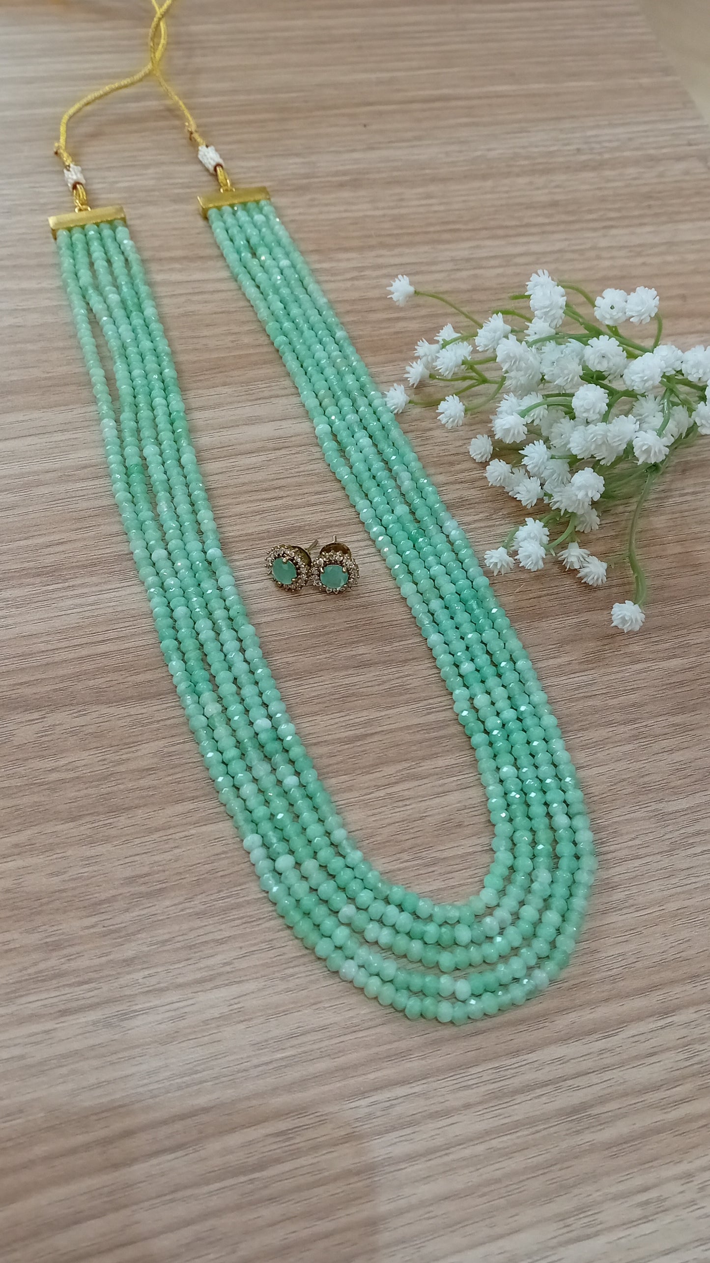 Onyx beaded neckpiece 5 layer