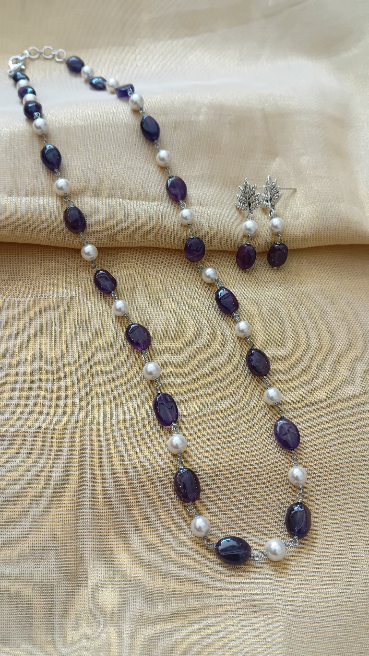Amethyst stone beaded neckpiece