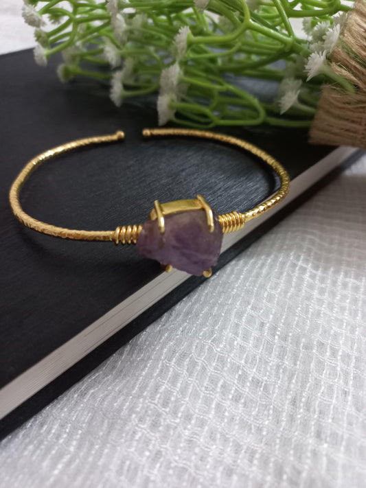 Amethyst uncut stone bangle
