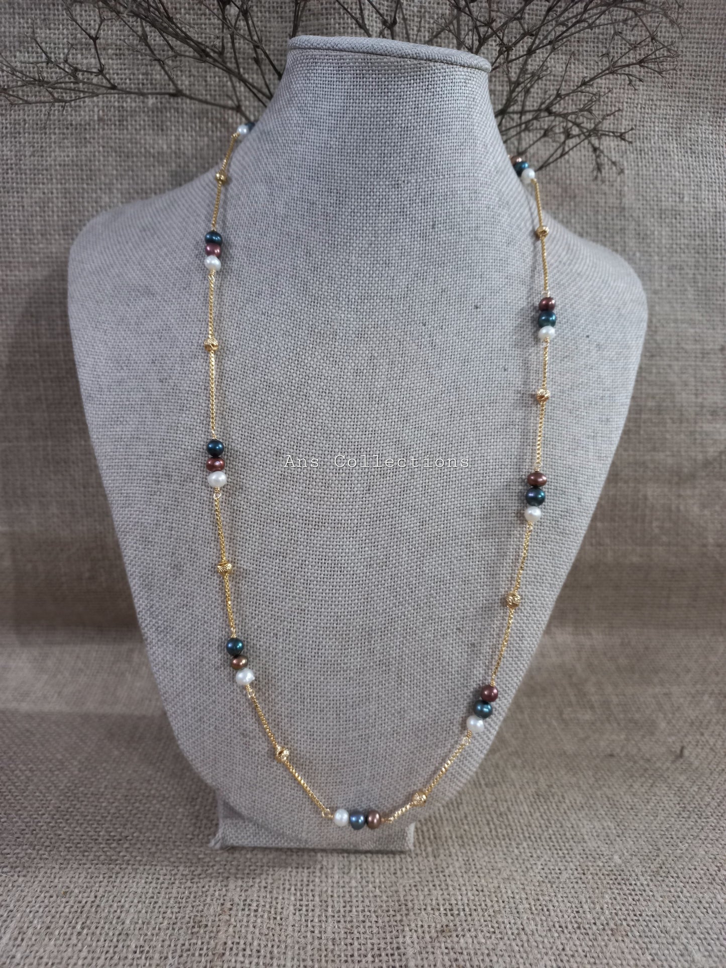 Pearl with gold plated chain