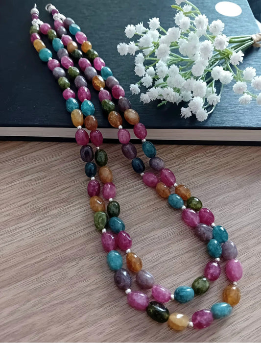 Multicolour quartz beaded chain