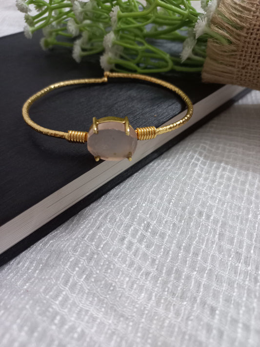 Rose quartz uncut stone bangle