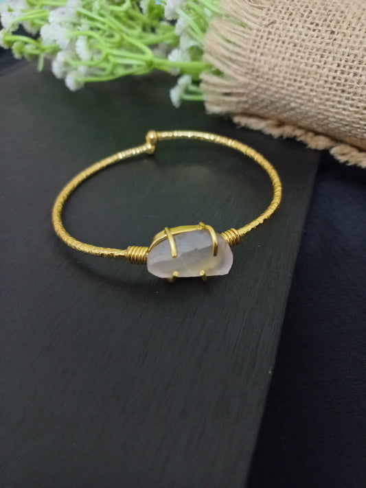 Rose quartz uncut stone bracelet