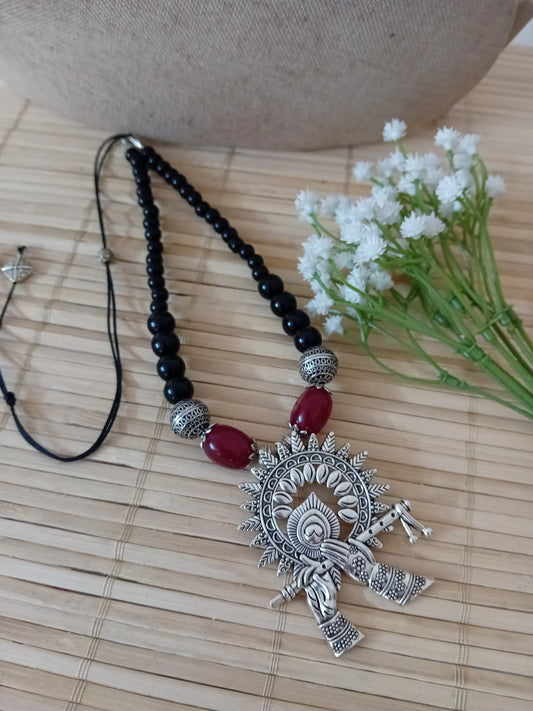 Black glass beaded chain