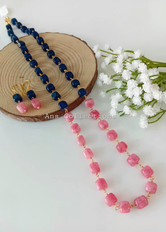 Agate box shaped beaded chain.