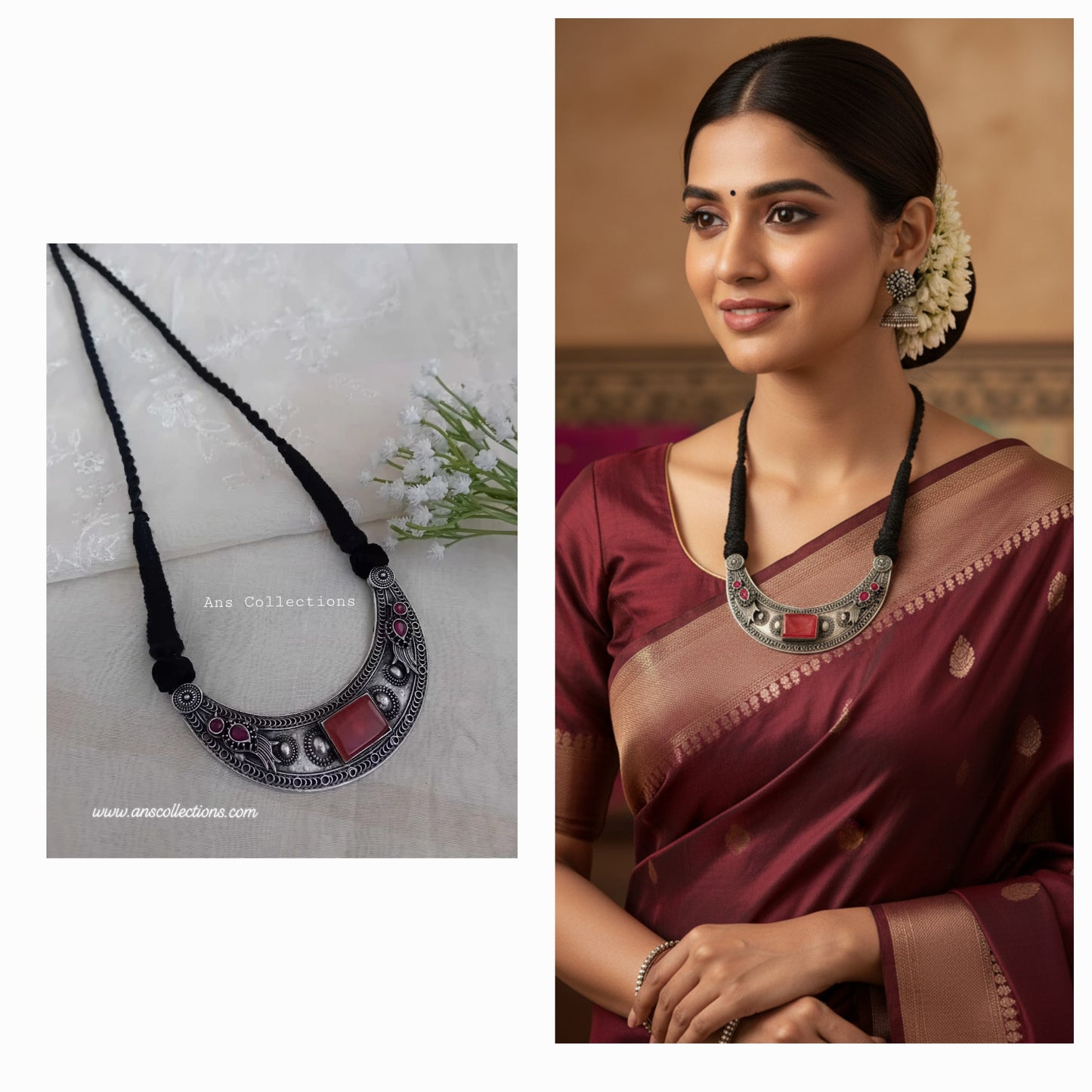 Oxidised pendant with thread -TJ45