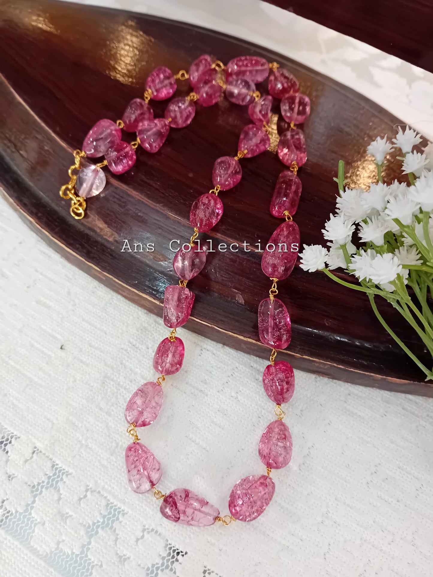 Crackle quartz beaded neckpiece