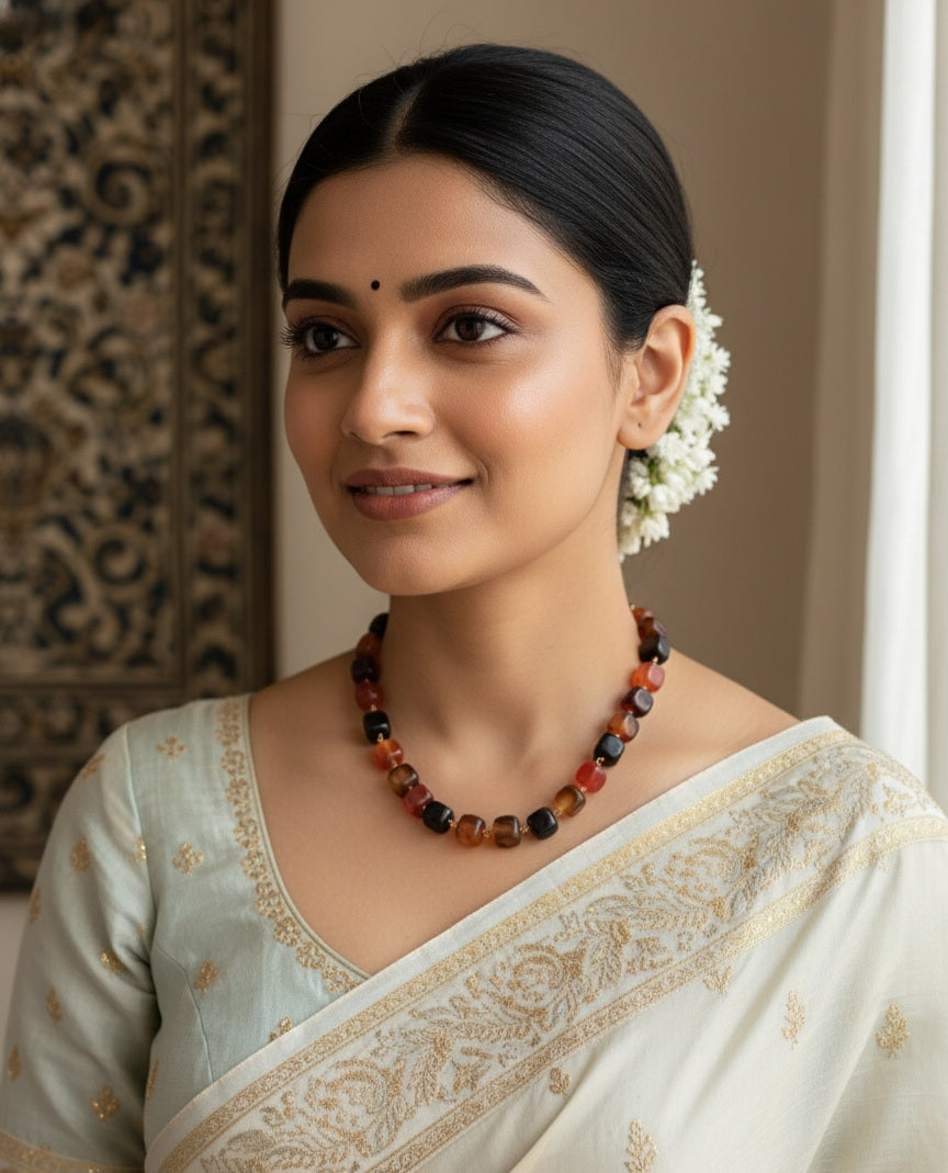 Box type natural stone neckpiece -NS21