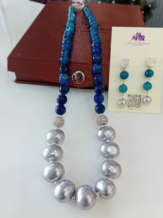 Onyx stone with shell pearl neckpiece