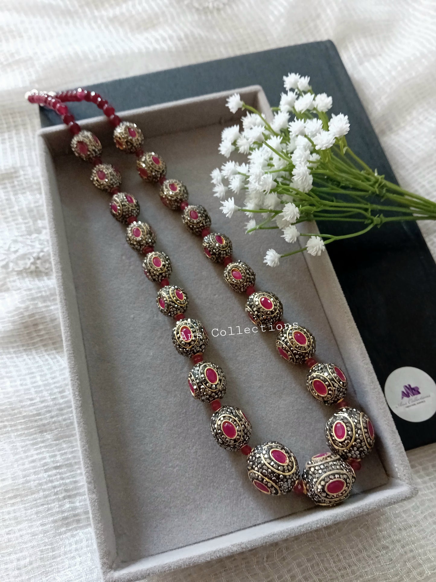 Hand-made big size beaded Neckpiece- ANS08