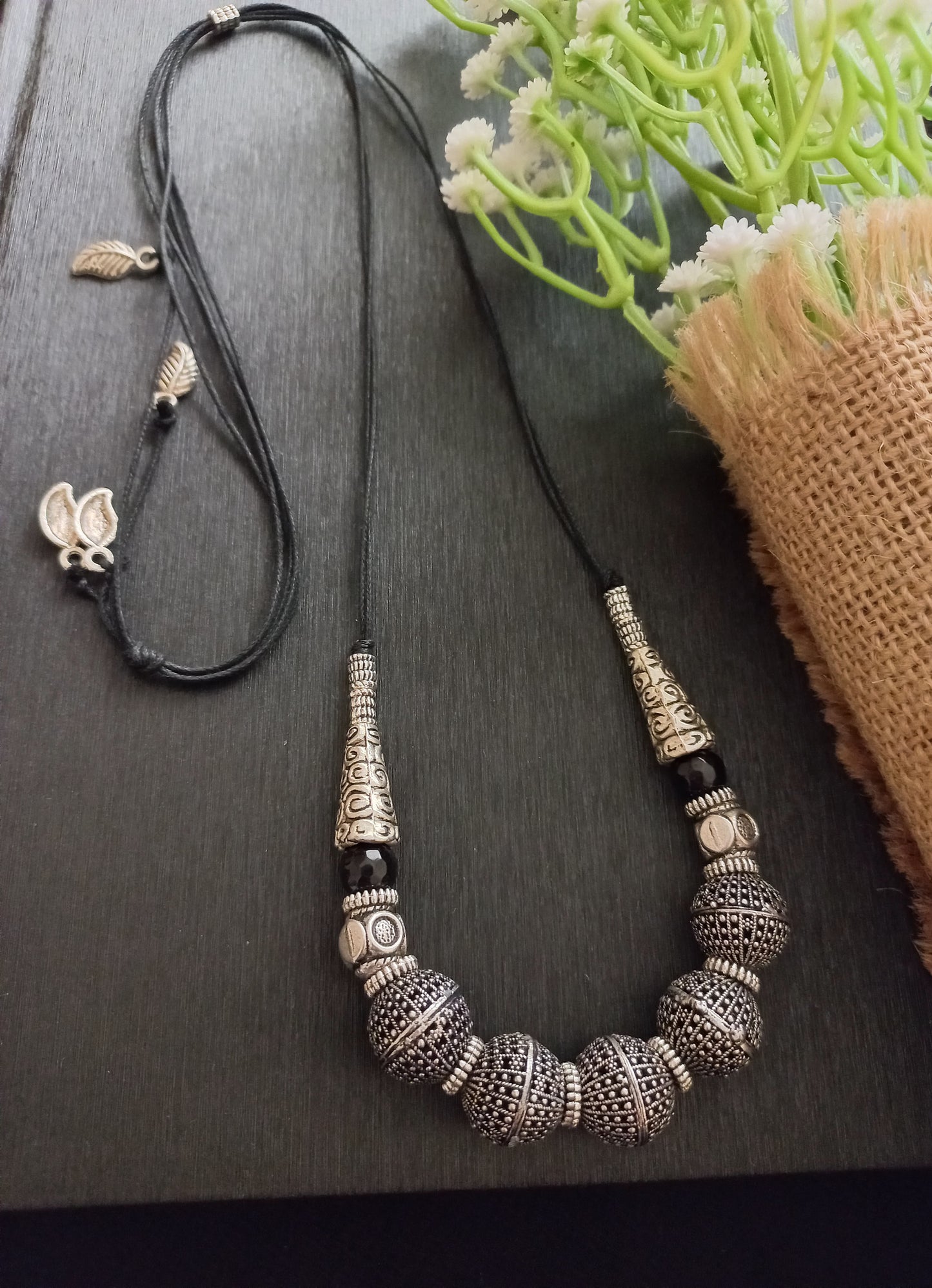 Oxidized beaded neckpiece
