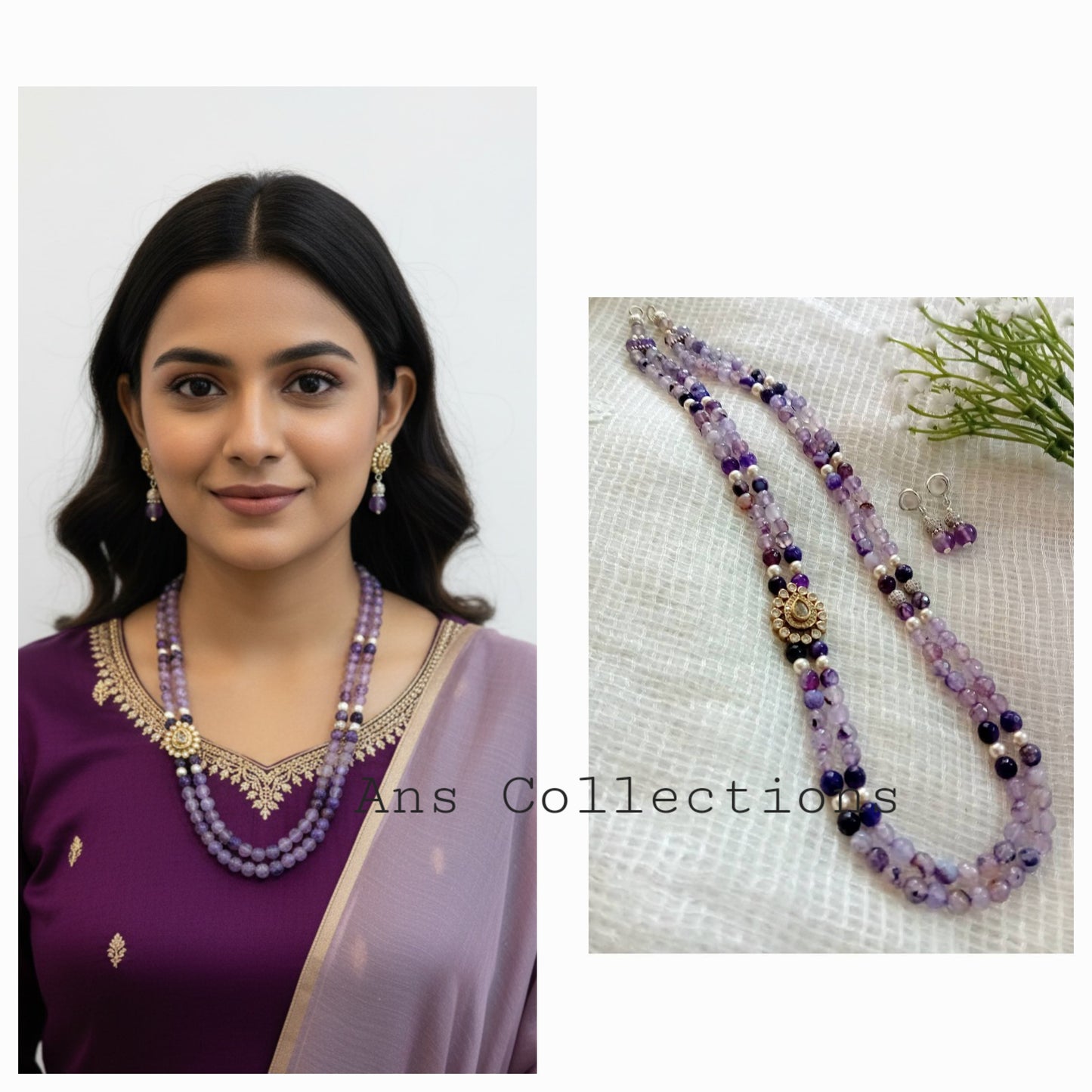 Purple shade beaded neckpiece
