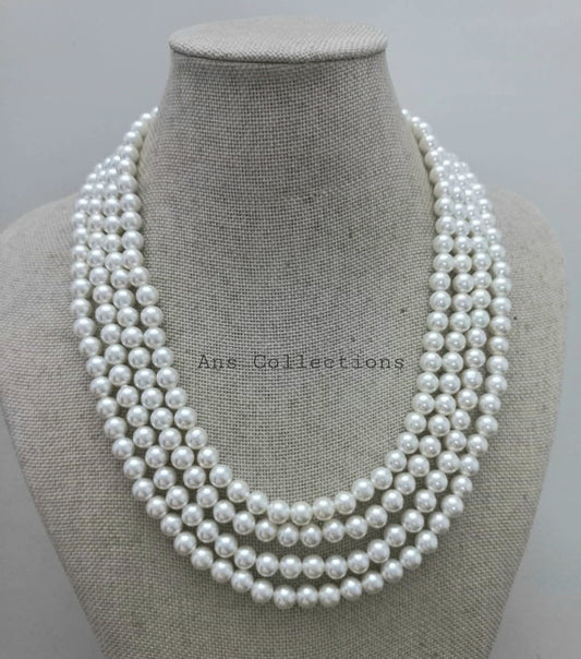 Multilayer shell pearl necklace