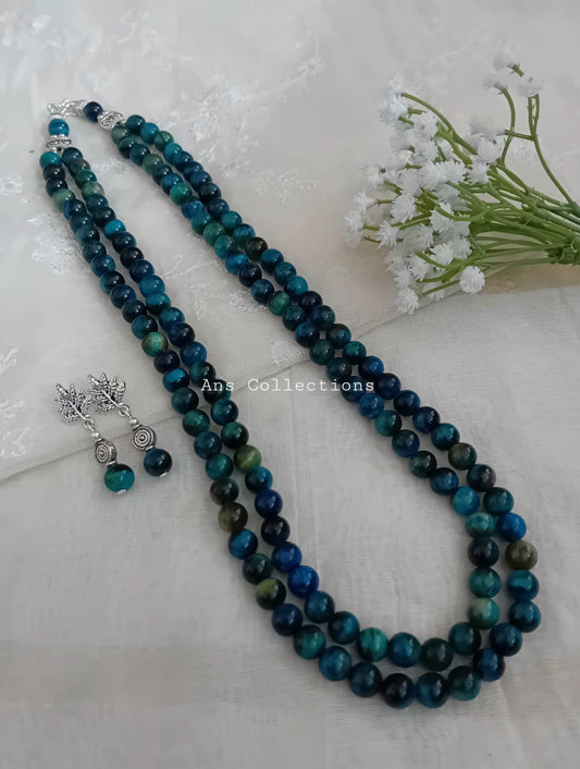Blue tiger eye beaded neckpiece