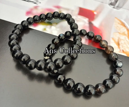 Black obsidian stone bracelet