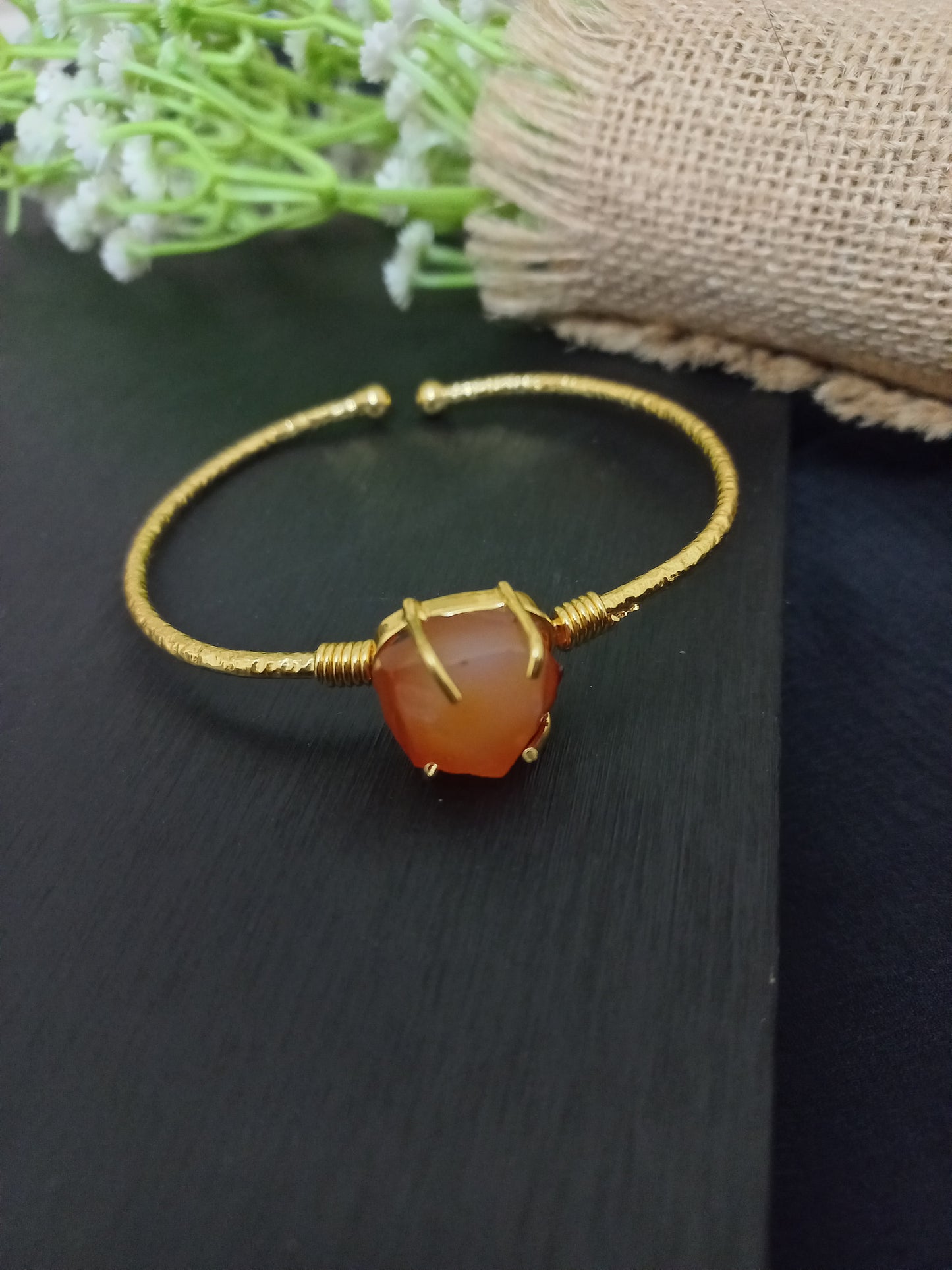 Carnelian uncut stone bracelet