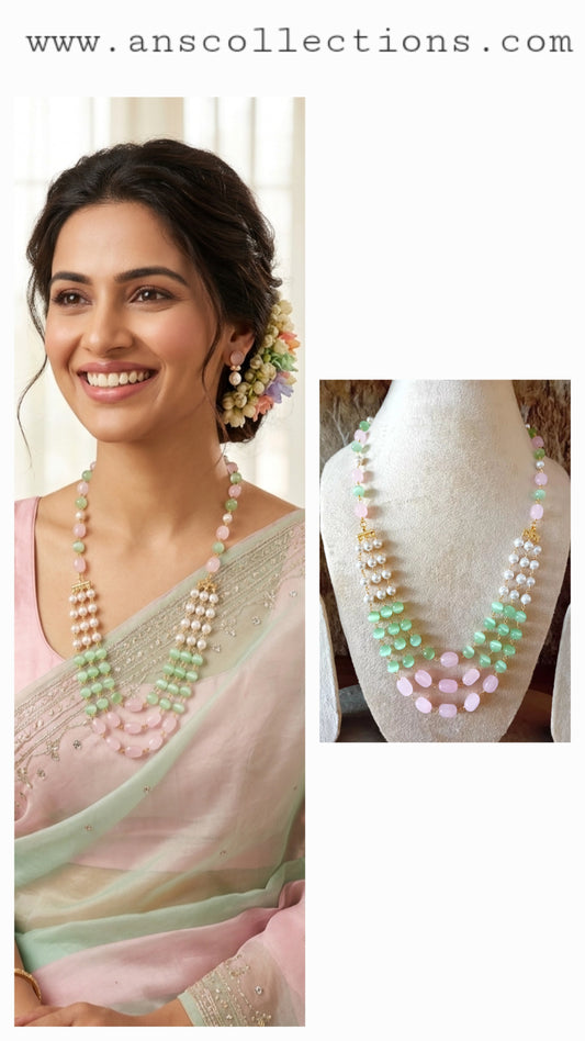 Pink and green monalisa bead with shell pearl