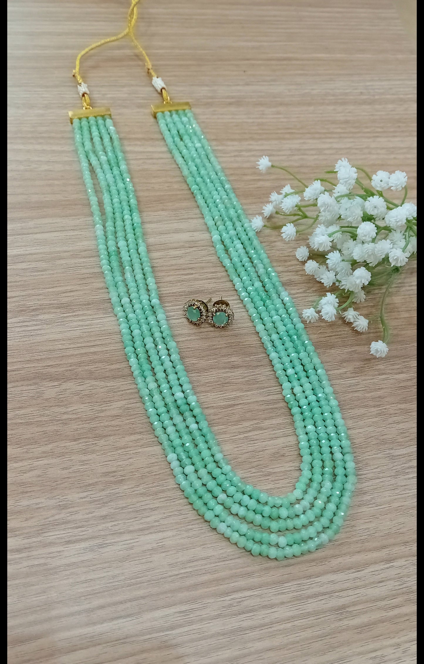Onyx beaded neckpiece 5 layer