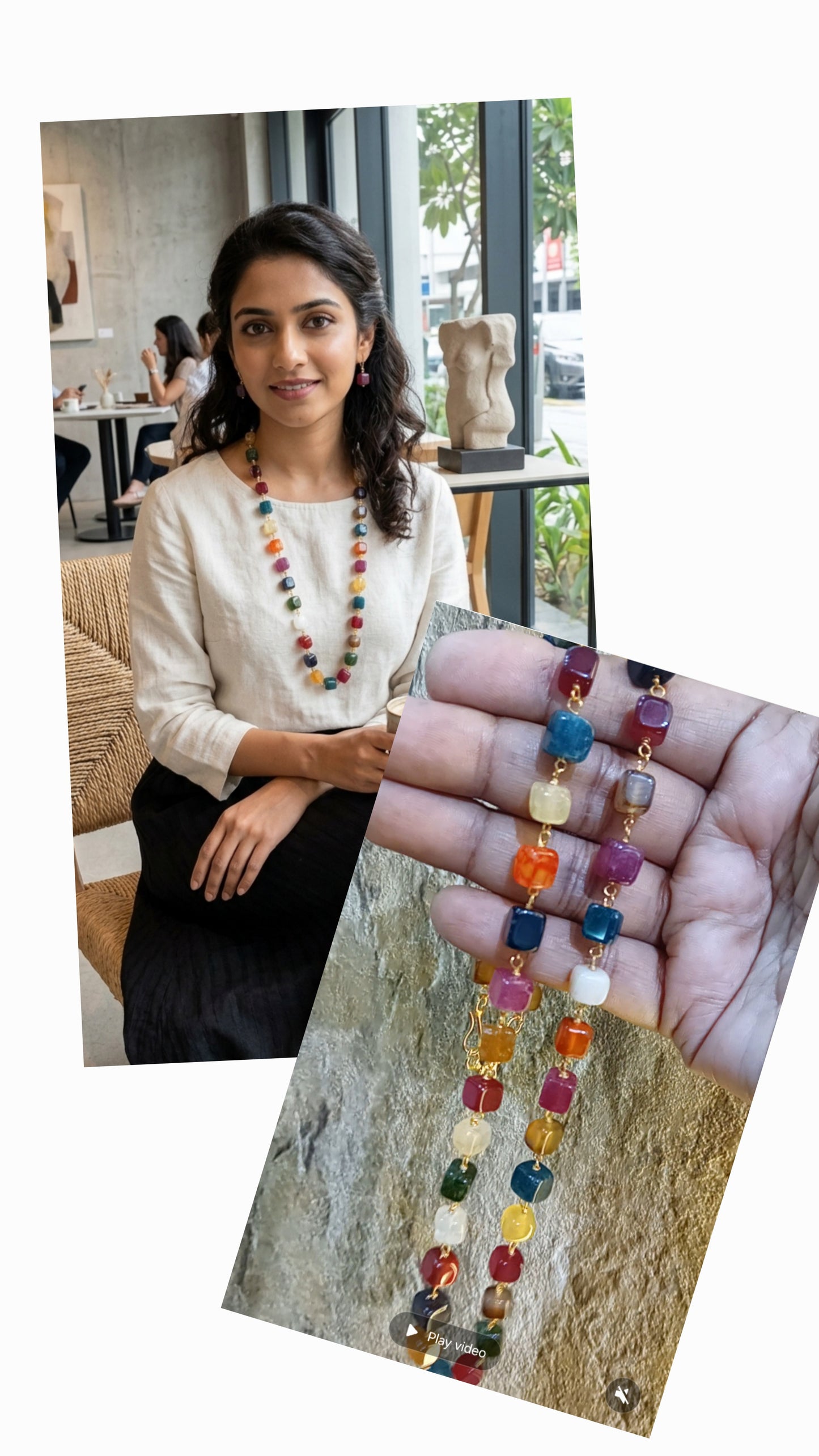 Multi colour agate beaded neckpiece