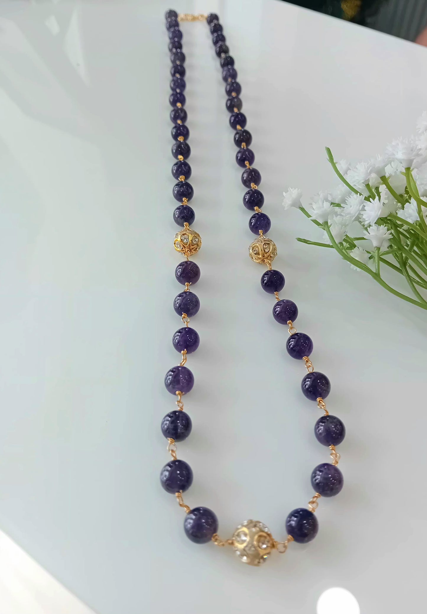 Amethyst stone beaded neckpiece