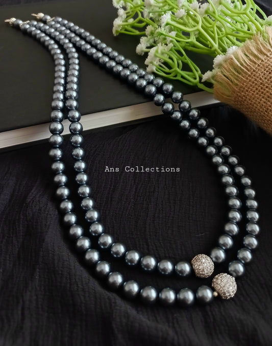 Grey shell pearl  double layer neckpiece