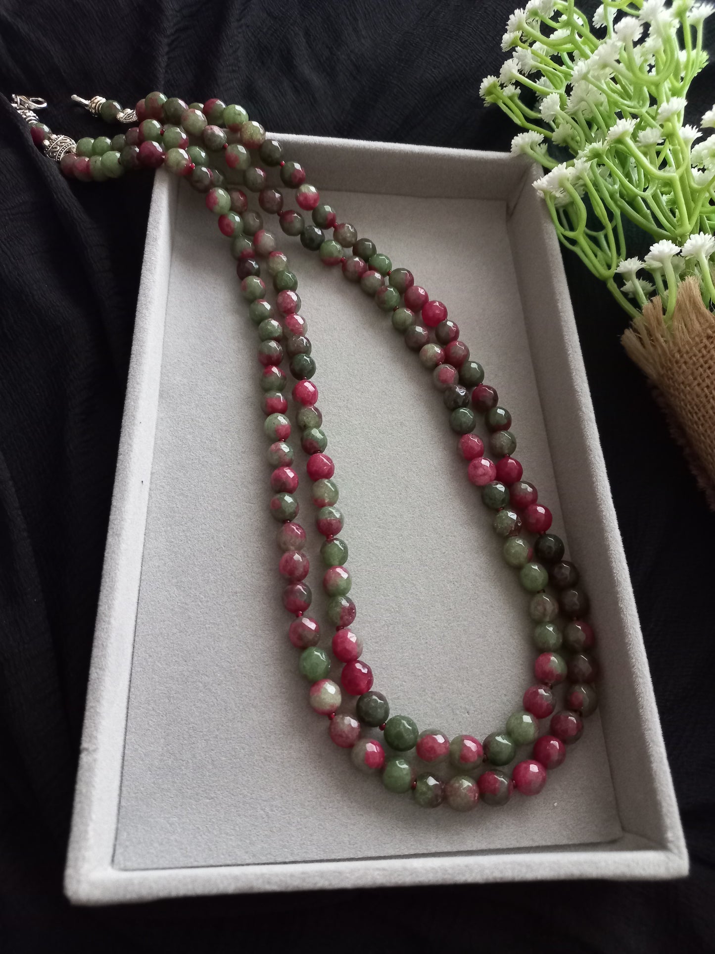 Agate stone two layer neckpiece